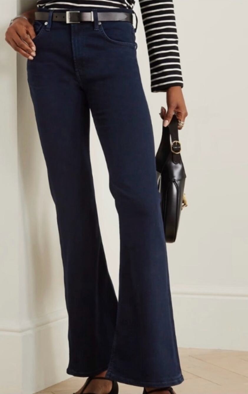 Citizens of Humanity Isola High Rise Flare Jeans Dark Wash Denim Blue 24
